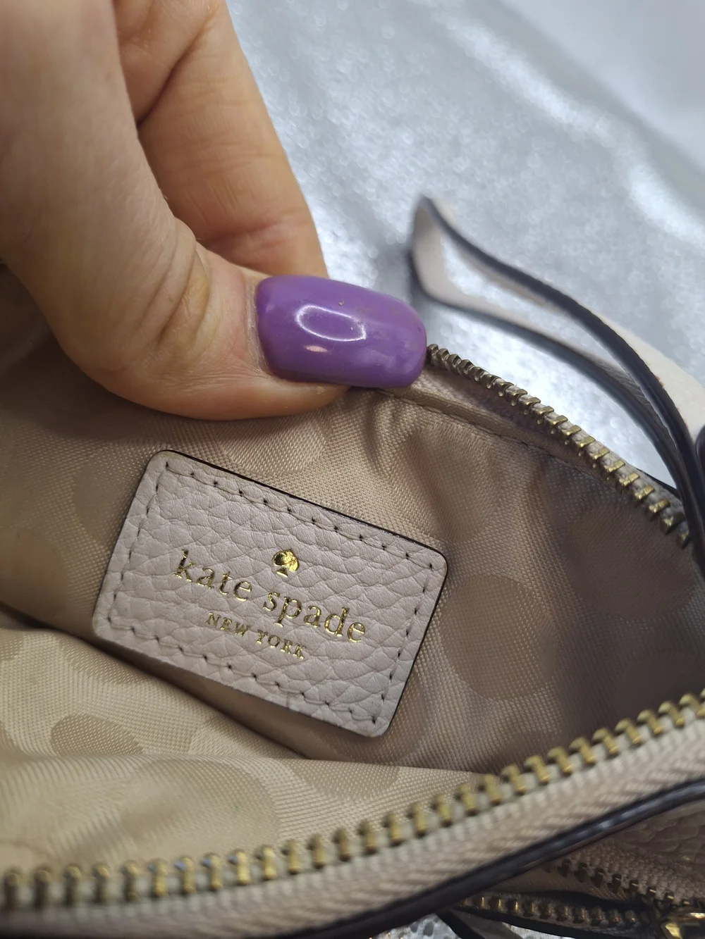 Kate Spade Cream Wristlet Clutch with Front Zip Pocket